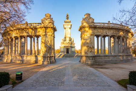 Monument to Alfonso XII in Buen Retiro Park, Madrid, Spainの写真素材