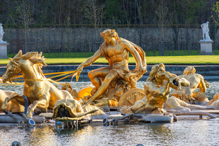 Apollo fountain in Versailles park, Paris suburbs, Franceの写真素材