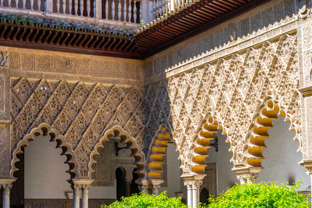 Courtyard of Maidens in Seville Alcazar, Spainの写真素材