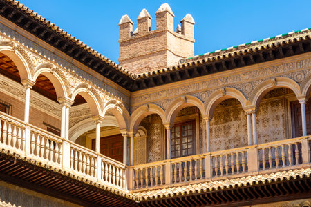 Courtyard of Maidens in Seville Alcazar, Spainの写真素材