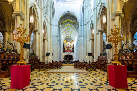 Madrid, Spain - 23 March 2025: Interiors of La Almudena (Madrid Royal Cathedral)の写真素材