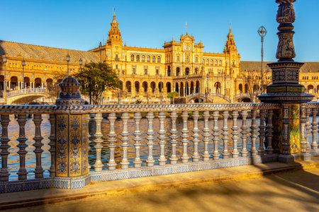 Architecture of Spain square in Seville, Spainの写真素材
