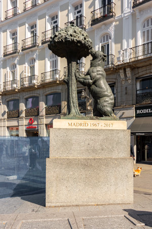 Madrid, Spain - 27 March 2025: Statue of Bear and Strawberry tree on Puerta del Sol squareの写真素材