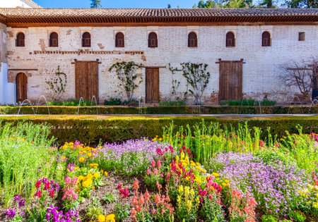Generalife palace and gardens in Alhambra, Granada, Spainの写真素材