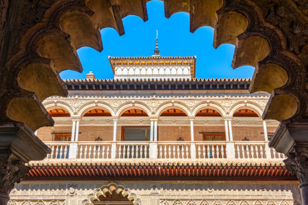 Courtyard of Maidens in Seville Alcazar, Spainの写真素材
