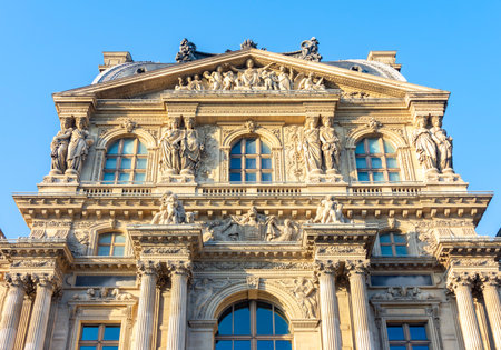 Paris, France - 31 March 2025: Facade of Louvre palace in Parisの写真素材