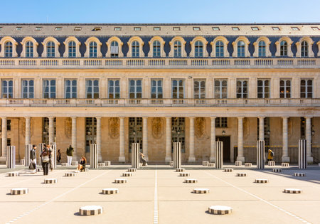 Paris, France - 01 April 2025: Courtyard of Palais Royal palace in center of Parisの写真素材