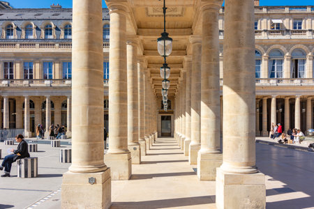 Paris, France - 01 April 2025: Courtyard of Palais Royal palace in center of Parisの写真素材