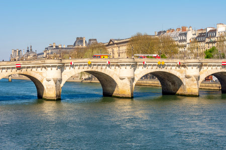 Pont Neuf - oldest bridge over Seine river in Paris, Franceの写真素材