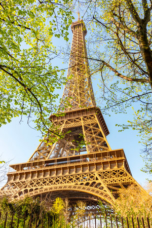 Eiffel Tower and Field of Mars in spring, Paris, Franceの写真素材