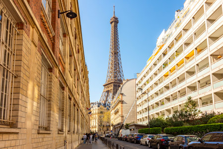 Paris, France - 03 April 2025: Eiffel tower and streets of Parisの写真素材