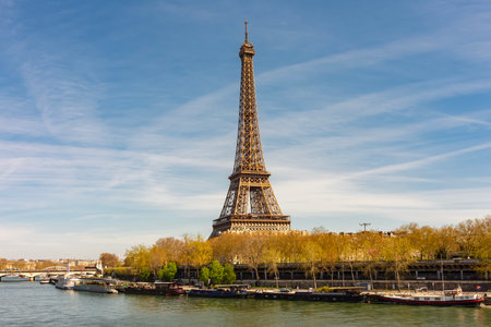 Eiffel Tower and Seine river in Paris, Franceの写真素材
