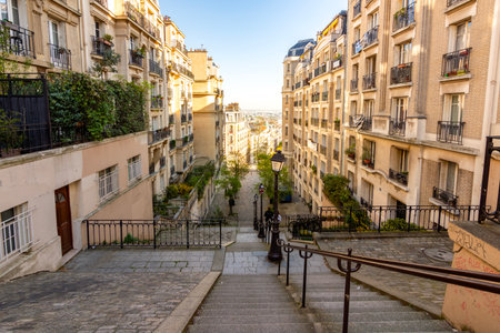 Paris, France - 05 April 2025: Streets and architecture of Montmartre districtの写真素材