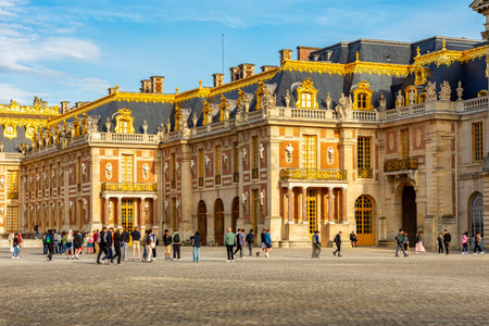 Paris, France - 04 April 2025: Court of Honor (Cour dâHonneur) in Versailles palaceの写真素材