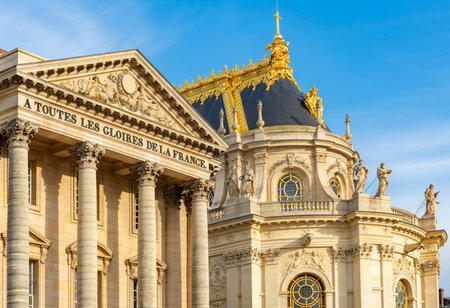 Royal chapel of Versailles palace in Paris suburbs, France (translation "to all glories of France")の写真素材