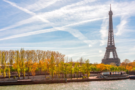 Eiffel Tower and Seine river in Paris, France