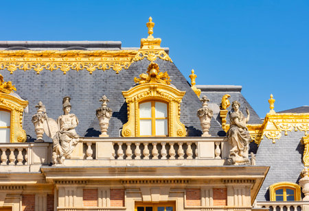 Facade decorations of Versailles palace outside Paris, Franceの写真素材