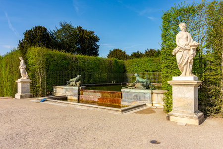 Sculptures in Versailles gardens, Paris suburbs, Franceの写真素材