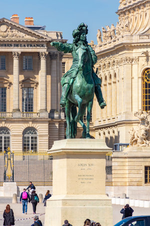 Versailles, France - 04 April 2025: Monument to king Louis XIV at Versailles palace, Paris suburbsの写真素材