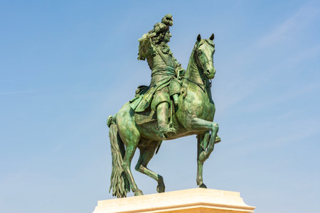 Monument to king Louis XIV at Versailles palace, Paris suburbs, Franceの写真素材