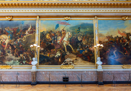Paris, France - 04 April 2025: Gallery of Great Battles in Versailles palace