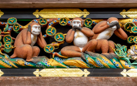 Three wise monkeys (Sanzaru) in Nikko temple, Japan