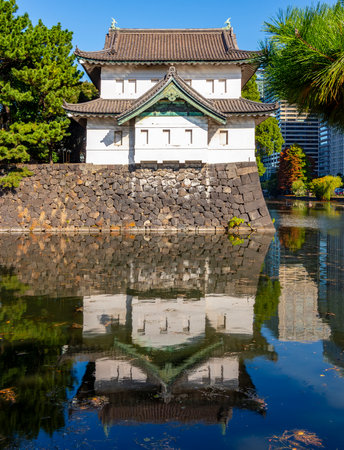 Guard tower of Tokyo Imperial palace, Japanの写真素材