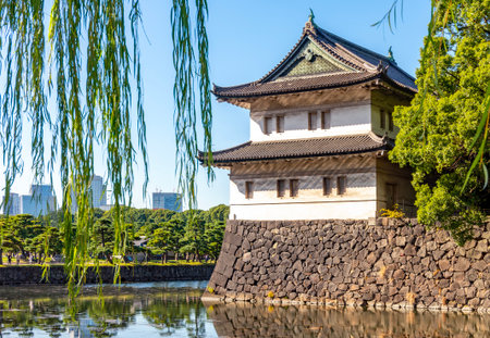 Guard tower of Tokyo Imperial palace, Japanの写真素材