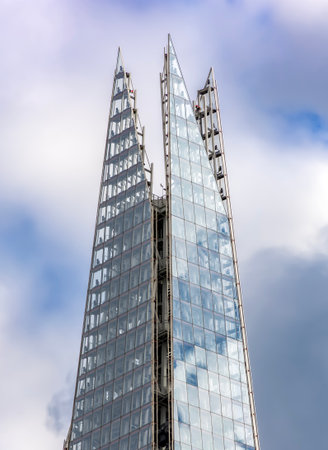 Top of Shard skyscraper in Southwark at Thames river, London, UKの写真素材