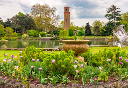 Landscape of Kew botanical gardens in spring, London, UKの写真素材