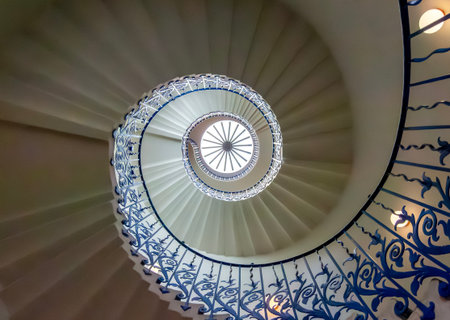 London, UK - 30 April 2024: Tulip stairs in Queen's house in Greenwichの写真素材