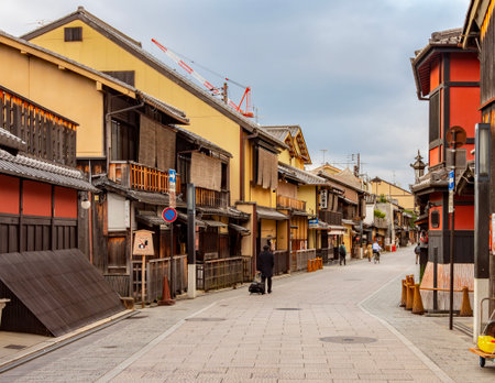 Kyoto, Japan - 24 November 2024: Geisha (Geiko) district in Gionの写真素材