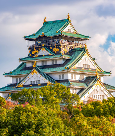 Osaka Castle at sunset, Japan