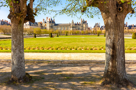 Fontainebleau palace and park outside Paris, Franceの写真素材