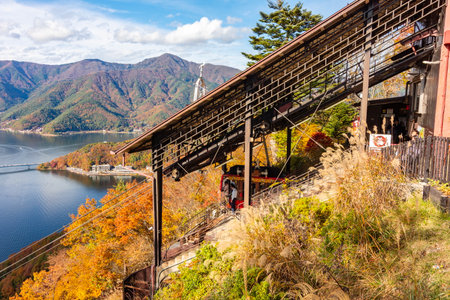 Fujikawaguchiko, Japan - 17 November 2024: Upper funicular station of Mount Fuji panoramic ropewayの写真素材