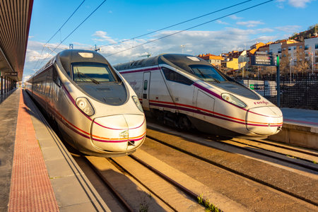 Madrid, Spain - 25 March 2025: high-speed trains in railway stationの写真素材