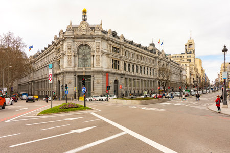 Madrid, Spain - 24 March 2025: Bank of Spain (Banco de Espana) on Cibeles squareの写真素材