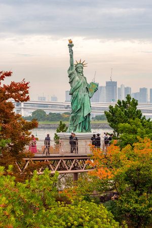 Tokyo, Japan - 15 November 2024: Odaiba Statue in Tokyoの写真素材