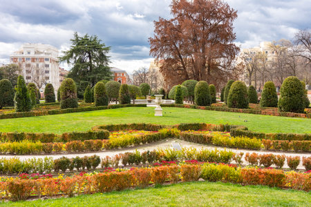 Buen Retiro park landscape in spring, Madrid, Spainの写真素材