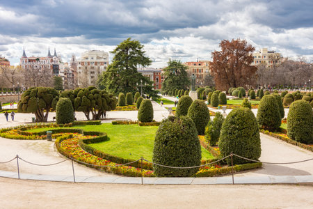 Buen Retiro park landscape in spring, Madrid, Spainの写真素材