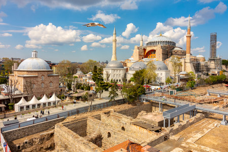 Istanbul, Turkey - 09 April 2025: Hagia Sophia Grand Mosque on Sultanahmet squareの写真素材