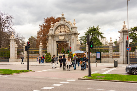 Madrid, Spain - 24 March 2025: Entrance gate to Buen Retiro park in Madrid