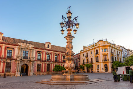 Virgen de los Reyes square at Seville cathedral, Spainの写真素材