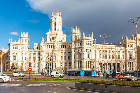 Madrid, Spain - 24 March 2025: Cybele palace on Cibeles square in Madridの写真素材