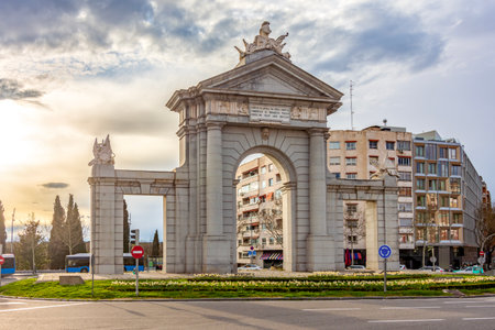 Puerta de San Vicente gates in Madrid, Spainの写真素材