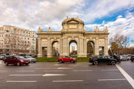 Puerta de Alcala gates in Madrid, Spainの写真素材
