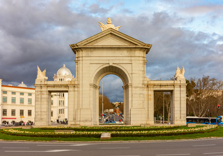 Puerta de San Vicente gates in Madrid, Spainの写真素材