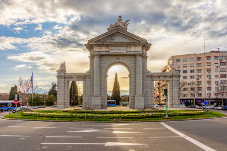 Puerta de San Vicente gates in Madrid, Spainの写真素材