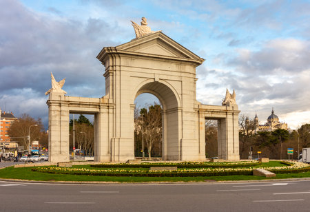 Puerta de San Vicente gates in Madrid, Spainの写真素材