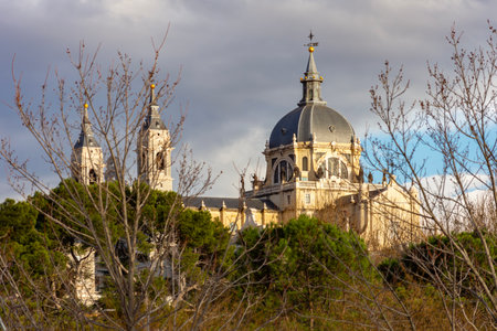 La Almudena (Madrid Royal cathedral) in center of Madrid, Spainの写真素材
